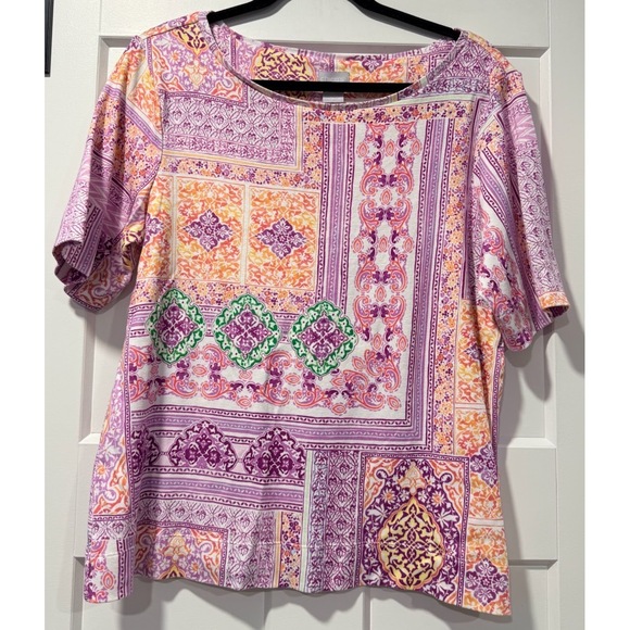 Chico's Tops - Chico's Floral & Geometric Print Short-Sleeve Tee Ladies Size Large